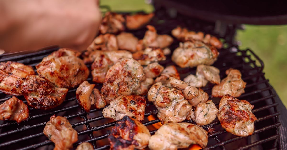 Golden grilled chicken on the barbecue