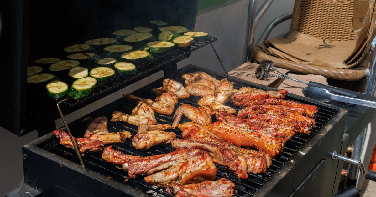 Outdoor BBQ cooking in the backyard